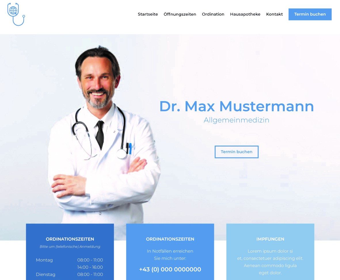 Arzt-Homepage Design Eins